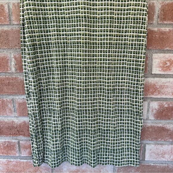 Tory Burch Paris Silk Sheath Dress V Neck Women’s Medium Green Geometric Print - Picture 13 of 13